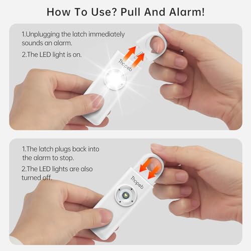 Thopeb Personal Safety Alarm for Women – Superior Loud Siren & SOS Strobe - color: Metallic Silver
