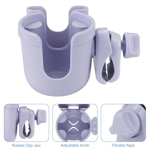 Accmor Stroller Cup Holder with Phone Holder, Bike Cup Holder, Walker Scooter Wheelchair Cup Holder Attachment, Universal Cup Holder for Uppababy Graco Strollers - color: All Orchid Purple