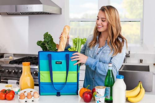 PackIt Freezable Grocery Tote 13 L Capacity, Black - color: Fresh Stripes
