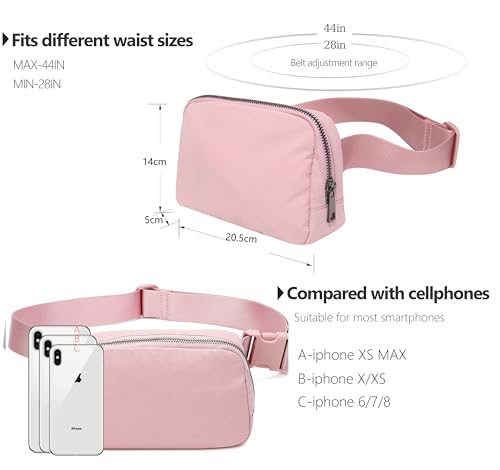 Fanny Belt Bag Waist Pack Crossbody Bags Bum Bag for Running Hiking Travel Workout Adjustable Strap for Women -pink - color: pink