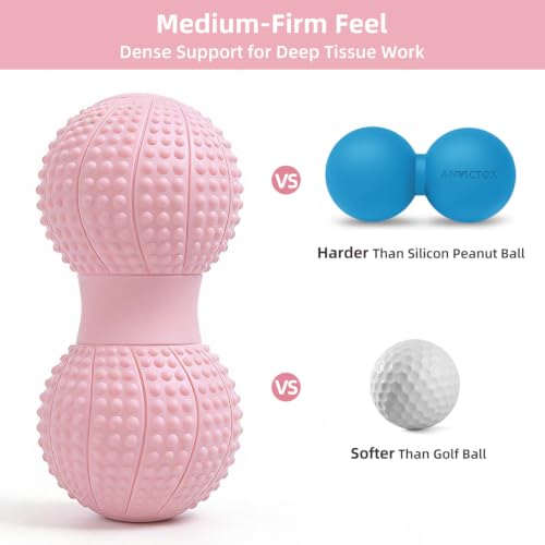 8 Inch Large Peanut Massage Ball Roller for Large Muscle Groups, Deep Tissue Double Massage Ball for Neck,Back,Leg,Low Back,Peanut Myofascia Release Ball for Muscle Knots&Physical Therapy - color: Pink