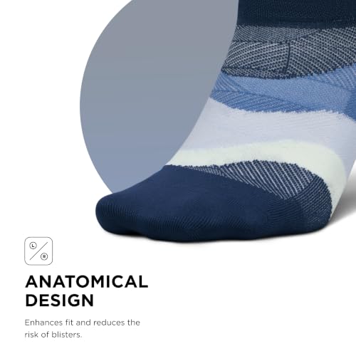 Feetures Elite Ultra Light No Show Tab Ankle Socks - Sport Sock with Targeted Compression - color: Blue Wave (1 Pair), size: Medium