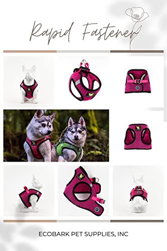 EcoBark Teacup Dog Harness, Soft Toy Breed Step in Vest Body Halter, XXXS - color: Fuchsia Pink Sport, size: XXXS- 2 to 3 lbs- Chest up to 10 in (Pack of 1)