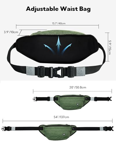 WATERFLY Fanny Pack for Men Women Water Resistant Large Hiking Waist Bag Pack Carrying All Phones for Running Walking Traveling (Green), (ONJ05) - color: Green