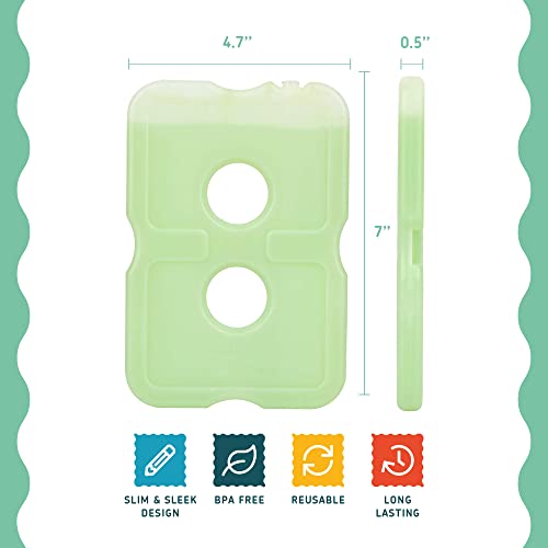 Healthy Packers Ice Packs for Lunch Boxes, Slim Cooler Ice Packs - color: Green (8 Pack)