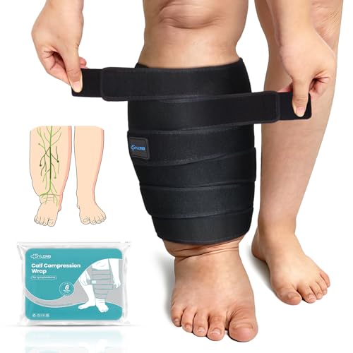 Sylong® Swelling Edema Calf Compression Wrap Adjustable Sleeve For Lower Leg Lymphedema Circulation (XL) - size: XL