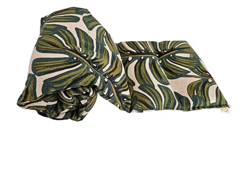 Microwavable LOVEwrap Neck & Shoulder wrap -Heated microwavable Warming Soothing Muscle Pain Relief Fatigue Relaxation - Unscented 6 x 24 - Flax Seed - Palm Leaf Linen - color: Tropical
