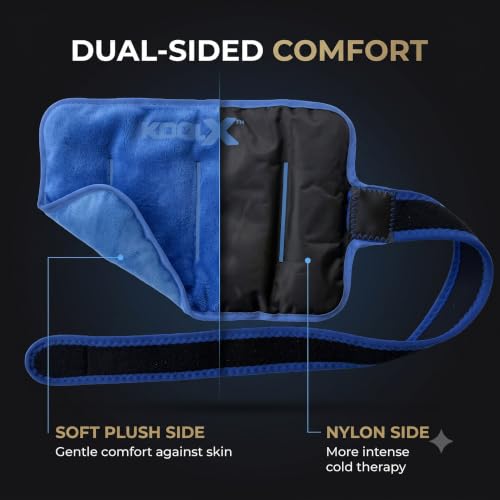 Premium Gel Ice Packs for Injuries Reusable, Flexible Cold Wraps with Straps, Soft Plush & Nylon Sides, Extension Strap, Ice Pack for Knee, Back, Shoulder, Elbow & Calf - Medium - size: Medium - Single Pack