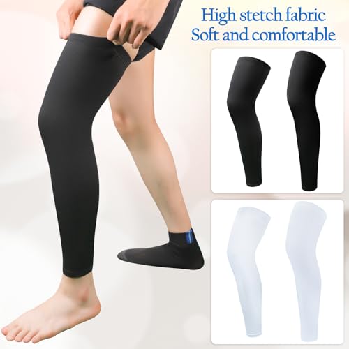 2 Pairs Leg Sleeves,Full Length Leg Compression Sleeve,Sports Long Knee Sleeve with Anti-slip Silicone Strips - size: Medium