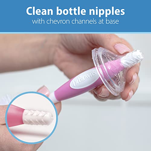 Dr. Brown's Reusable Sponge Baby Bottle Cleaning Brush Set with Suction Cup Stand, Scrubber and Nipple Cleaner, Pink (Pack of 18) - color: Pink Bottle Brush, size: 18-Pack