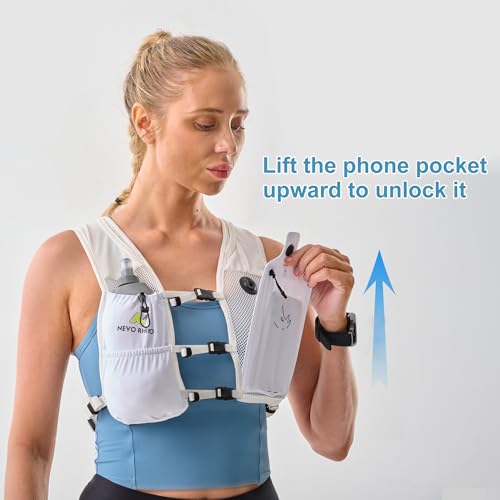 N NEVO RHINO Running Vest with 350ML TPU Soft Flask,Adjustable Chest Straps - color: White