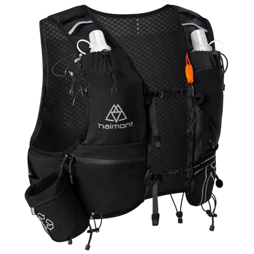 Haimont 8L Trail Running Hydration Vest with Soft Flasks - color: Black, size: Medium