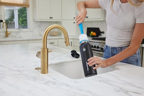 ThermoFlask 2-in-1 Bottle Cleaning Brush - Durable Bottle Accessory - Long Handle - Includes Straw Brush - Lightweight with Easy-Grip Handle - Blue