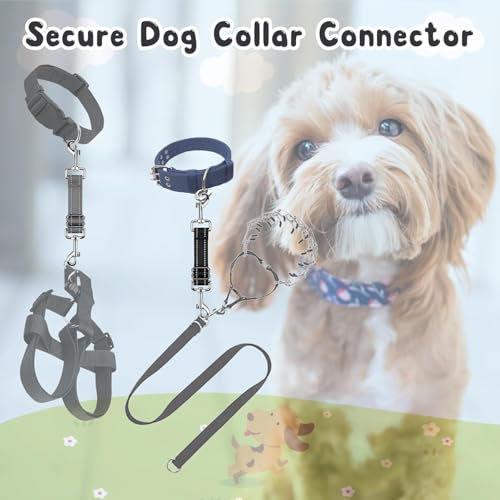 YUEPET Dog Safety Collar Clips 2 Pack Adjustable Prong Collar Backup Clips - color: Bright Black*2