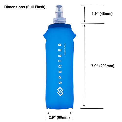 Sporteer 500ml Soft Flask (2-Pack) - Collapsible Water Bottle for Running