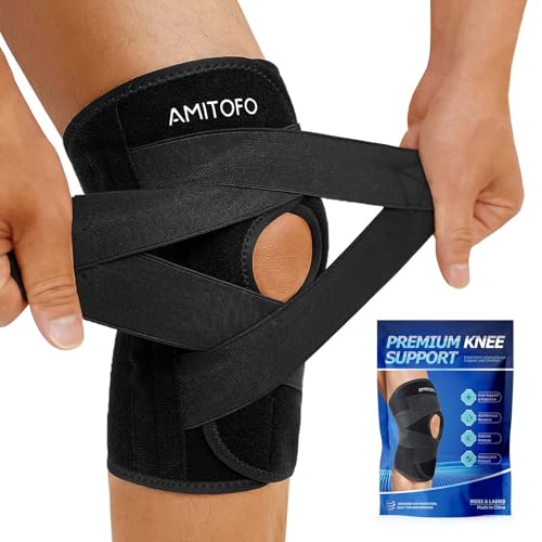 Knee Brace for Meniscus Tear, Spring Stabilizers for ACL MCL Black - size: Large