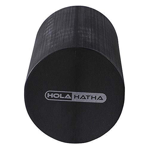 HolaHatha Portable Solid High Density EVA Foam Roller for Deep Tissue Back Massage, Calf Therapy, Glute Massaging, Back Pain, and Hamstring Leg Recovery at Home, Black