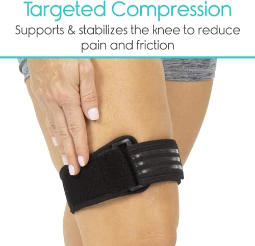 Vive IT Band Strap Iliotibial Band Compression Wrap - Outside of Knee Pain (Black, 2 Pack) - style: 2 Pack