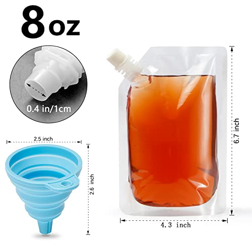 Concealable And Reusable Cruise Sneak Liquor Flask Drink Pouches Travel Drinking Alcohol Plastic Flasks bags with Funnel (8OZ-3PCS+16OZ-3PCS) - size: 8OZ3+16OZ3