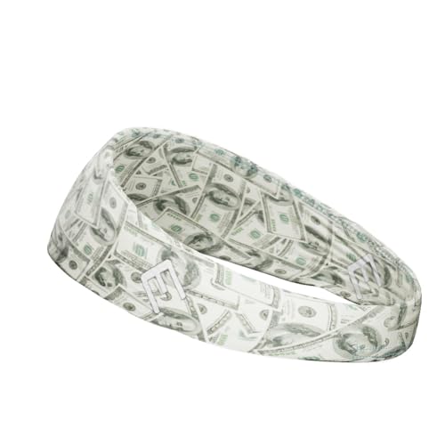 40+ Designs! Unisex Headband/Sweatband. Best for Sports, Fitness, Working Out, Yoga. Tapered Design - color: Money