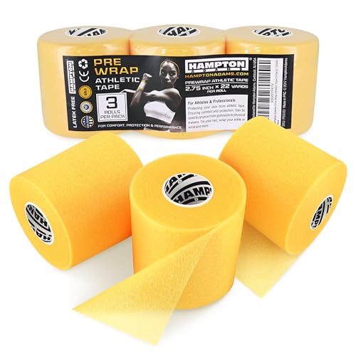 Hampton Adams Pre Wrap Athletic Tape, Non Slip Grip, No Fray Underwrap - color: Gold