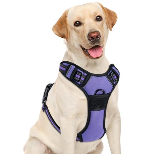 Dog Harness, No Pull Pet Vest for Large Dog, Easy On & Off, Purple, Large - color: Purple, size: Large