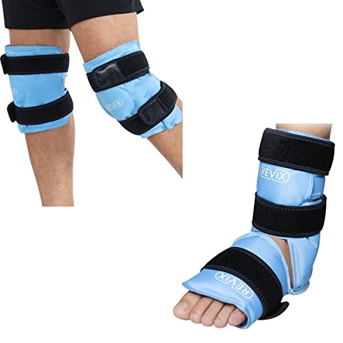 REVIX Ankle Ice Pack Wrap for Injuries Reusable Gel Ice Pack for Knees Pain Relief, Reusable Gel Ice wrap for Leg Injuries