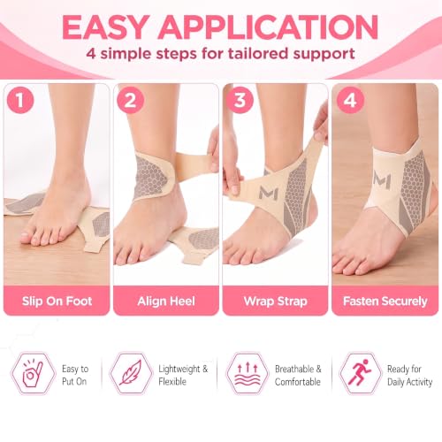 Ankle Brace for Women 2-Pack Compression Ankle Support Brace - color: Skin