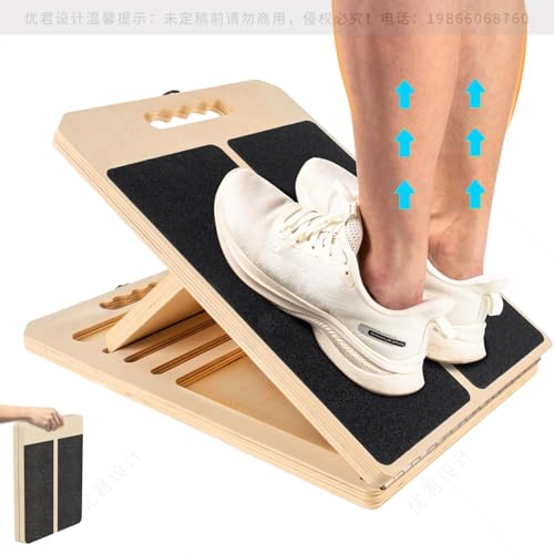 Slant Board for Calf Stretching Adjustable Portable Wooden Incline Board - Calf Stretcher for Squats, Physical Therapy & Pilates - 300Lb Weight Capacity for Calf, AnkleHeel, Knees Leg Support