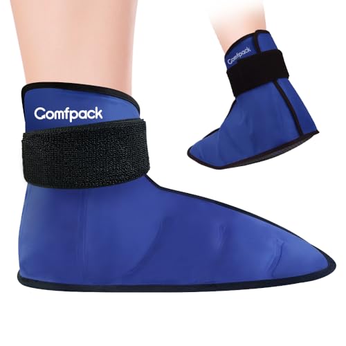 Comfpack Foot Ice Pack Wrap for Plantar Fasciitis Hot Cold Therapy Ice Boot for Foot After Surgery, Plantar Fasciitis, Achilles Tendonitis, Swelling, Heel Pain - size: L Navy Blue