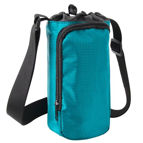 Trail maker Water Bottle Carrier Bag with Strap, Phone Pocket for Walking, Runs, Bike, Stainless Steel, Glass, Plastic - color: Turquoise