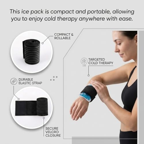 6 Pack Ice Pack Extension Straps - 35"x3" Elastic Wrap for Hot & Cold Packs - color: Black