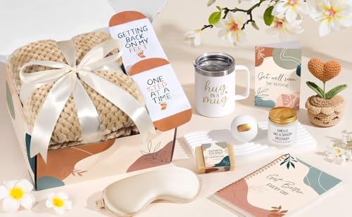 Get Well Gifts Basket for Women After Surgery Recovery Cancer Care Package - color: Light Tan