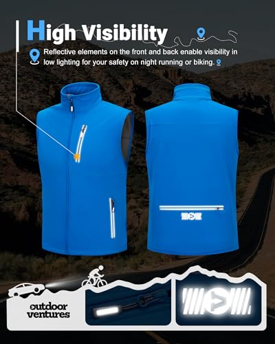 Outdoor Ventures Men's Running Golf Vest Outerwear Lightweight Windproof - color: Bright Blue, size: Large