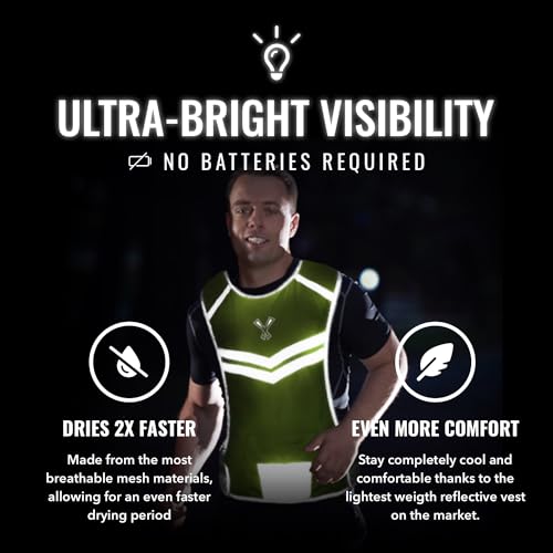 Reflective Running Vest with Pocket & 2 Bands, High-Visibility - color: Yellow, size: Medium