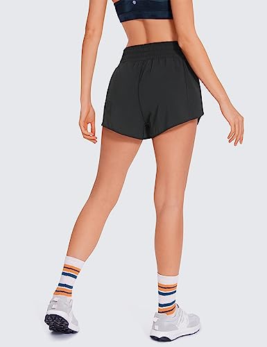 CRZ YOGA High Waisted Running Shorts 2.5" - color: Black, size: Small