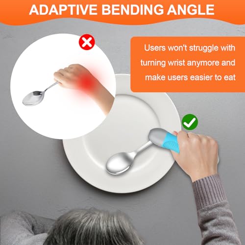 Weighted Utensils for Tremors & Parkinson's, Adaptive Eating Aids (Blue) - color: Blue