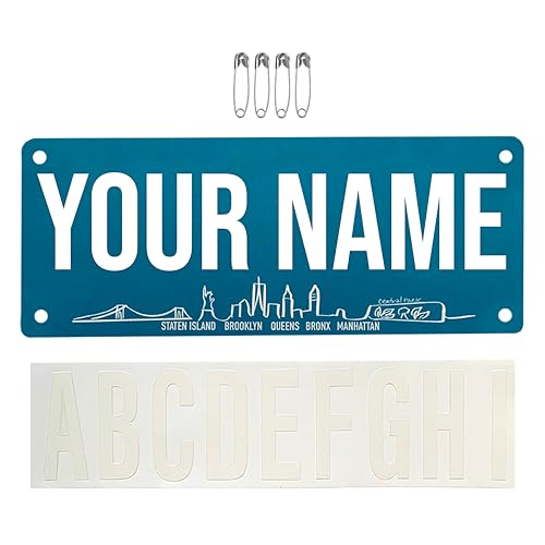 NYC Race Bib Kit - GET PERSONALIZED CHEERS - Race Bib with Alphabet Decals & Safety Pins – Add-Your-Name Running Accessory for Marathons Races