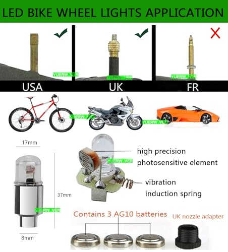 8 Pack LED Valve Stem Caps Lights for Car Tires Wheel Assemblies Light up Air Neon Bicycle Motorcycle Tyre Bike Truck Golf Cart for Kids Men Women(8 Red) - color: 8 Red