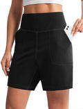 Women's 6"/9" Shorts with Zipper Pocket - color: 6″-black, size: 3X-Large