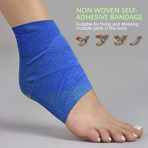 12PCS Self Adhesive Bandage, 4" x5yd Elastic Cohesive Bandage Wrap - color: Blue