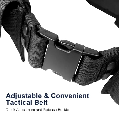 Odoland Police Security Modular Equipment System - Molded Duty Belt Set with Colt 1911, Flashlight, Baton Holsters