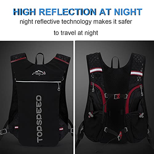 INOXTO Running Hydration Vest Backpack,Lightweight Insulated Pack with 1.5L Water Bladder Bag Daypack for Trail Hiking Running Cycling Race Marathon for Women Men - color: Black red