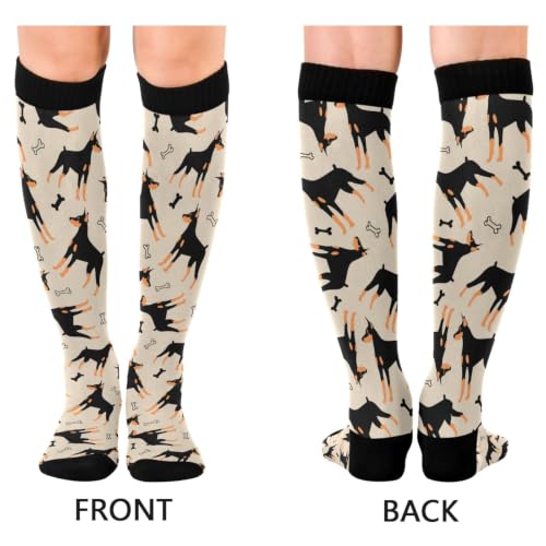 Compression Socks for Women & Men Knee High Socks - color: Doberman
