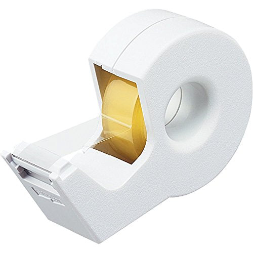 Kokuyo Portable Tape Dispenser, Hand Type Tape Roll Dispenser (Tape Included)，Smooth Blade, Perfect for Office Desktop and Art Scrapbooking (T-SM300W), White