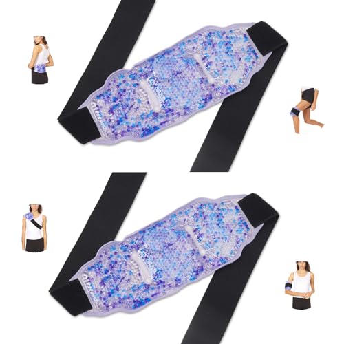 Premium Hot Cold Gel Bead Ice Packs by FOMI Care | 2 Pack | Cool Compress for Lower Back, Shoulder, Knee, Bicep, Stomach | Coccyx, Sciatica, Tailbone Pain Relief | Flexible, Reusable Heating Pad - color: 2 Pack Purple - Gel Bead