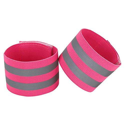 X AUTOHAUX 4 Pcs Reflective Bands for Wrist High Visibility Night Safety Cycling Riding Reflector Tape Straps Bracelet - color: Pink