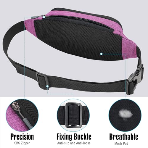 WATERFLY Small Fanny Pack Crossbody Lightweight Waist Bag for Woman Man - color: Purple