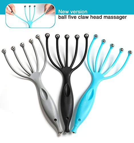 Head Massager,Protable Handheld SPA Scalp Massage Tool for Deep Relaxation & Stress Reduction Wet and Dry in The Office Home SPA (2-Pack) (Black Blue) - color: Black Blue