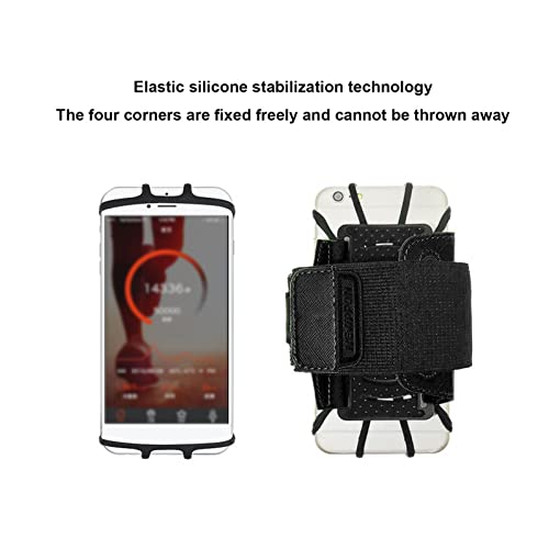 360 Rotatable Phone Holder for Running Armband with Headphone Data Cable Storage Layer, Breathable Sweat Proof Smart Phone Armband for 4-6.7 Inch Phone, Silicone Arm Band